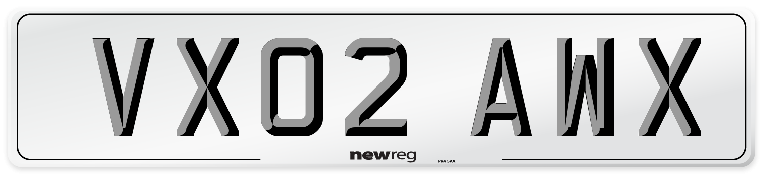 VX02 AWX Number Plate from New Reg